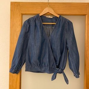 Madewell Denim Wrap Top